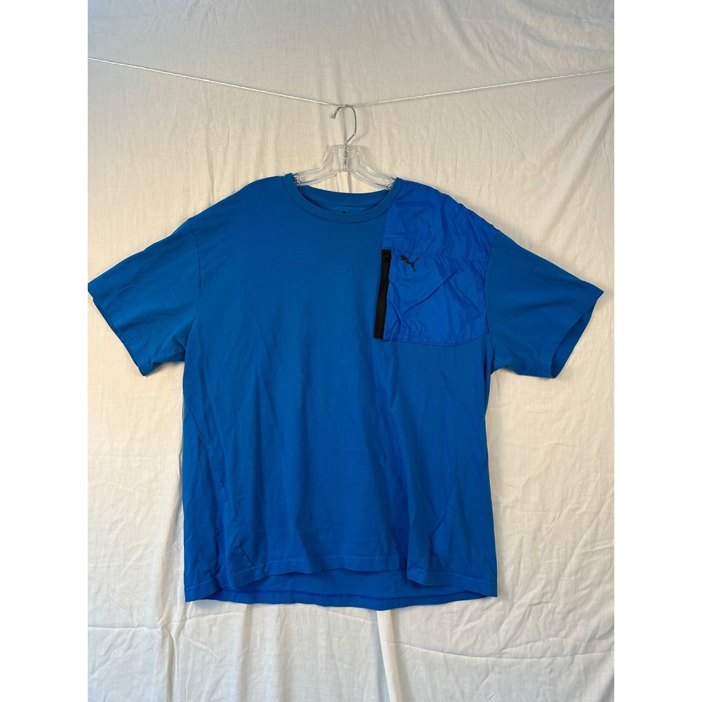 Puma Mens XXL Royal Blue Short Sleeve T-Shirt Chest Pocket Techwear Tee #2250